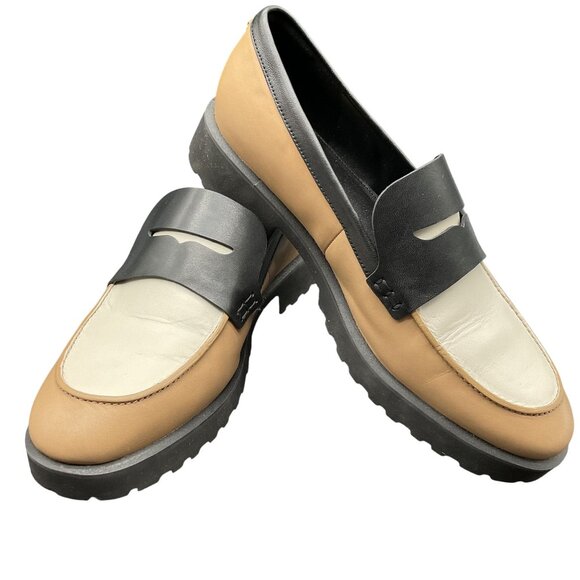 Cole Haan Geneva Penny Loafers Shoes Sz 8.5 Water Resistant Cream & Tan Womens - Picture 1 of 8
